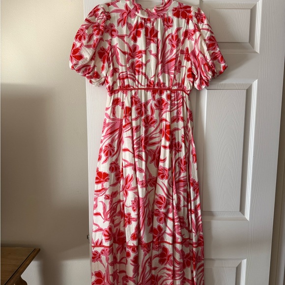 NWOT Entro Red and Pink Floral Maxi Dress - Picture 1 of 2